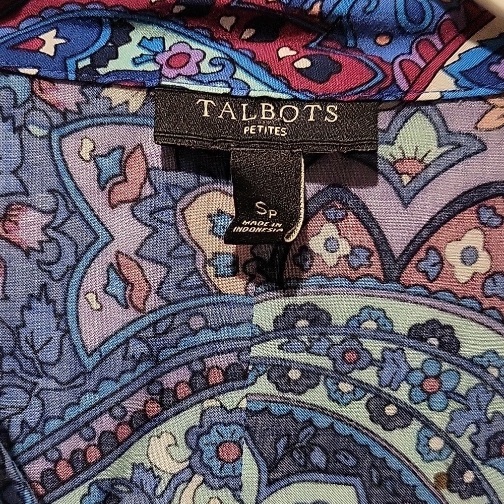 ❤️ TALBOTS PAISLEY BUTTON DOWN SHIRT / TOP, SP (SMALL PETITE) - Picture 2 of 6